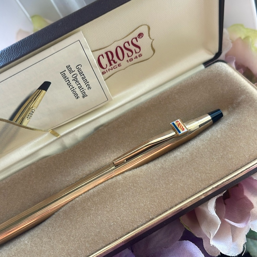 Vintage Exxon Cross Pen 10k Gold Filled Cross In Case
